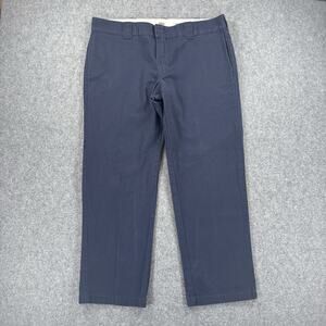 Dickies Pants Men’s 38x30 Navy Blue Slim Straight Work Chino Uniform